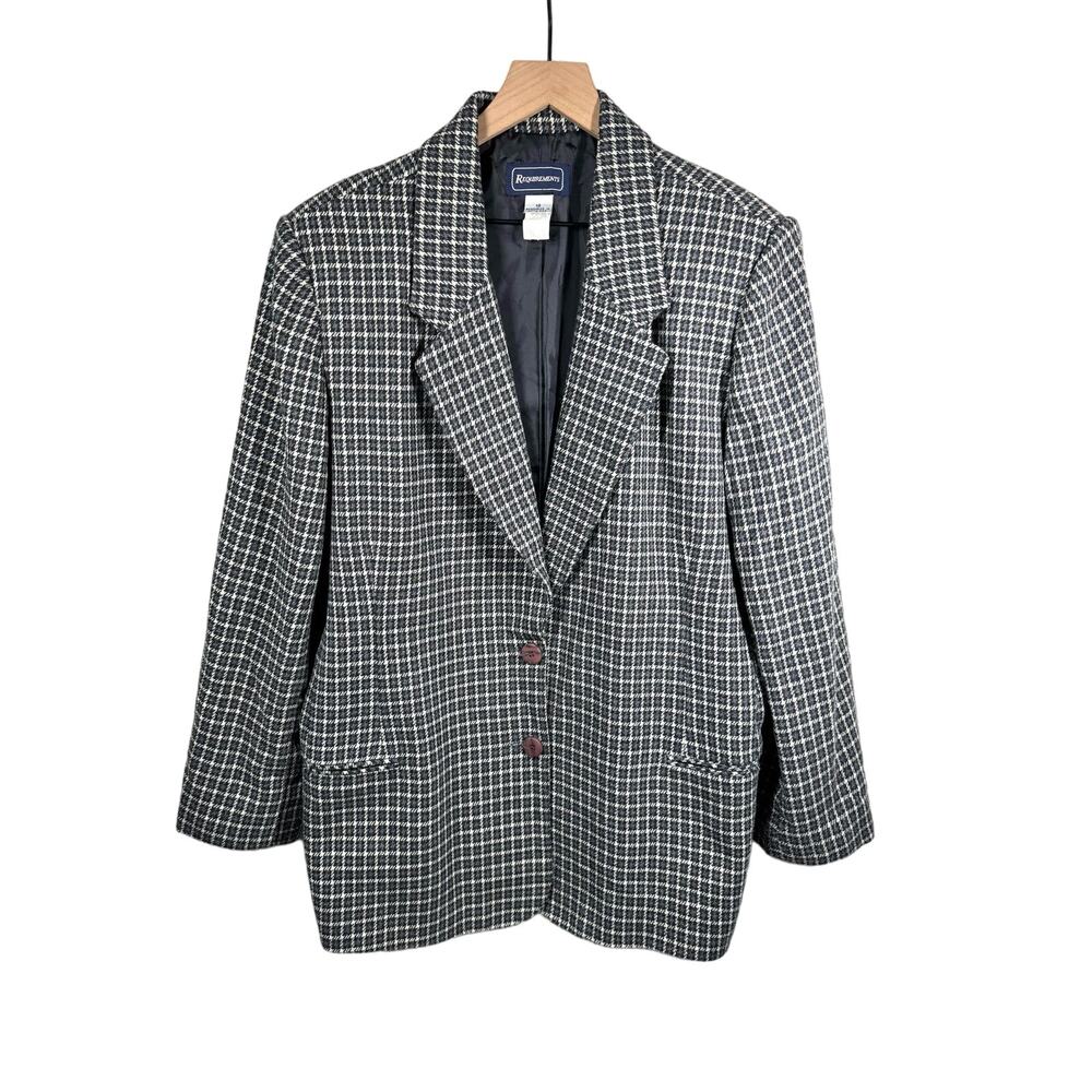 VINTAGE Wool Blend Plaid Blazer Size 18 Academia Preppy Collegiate Workwear‎